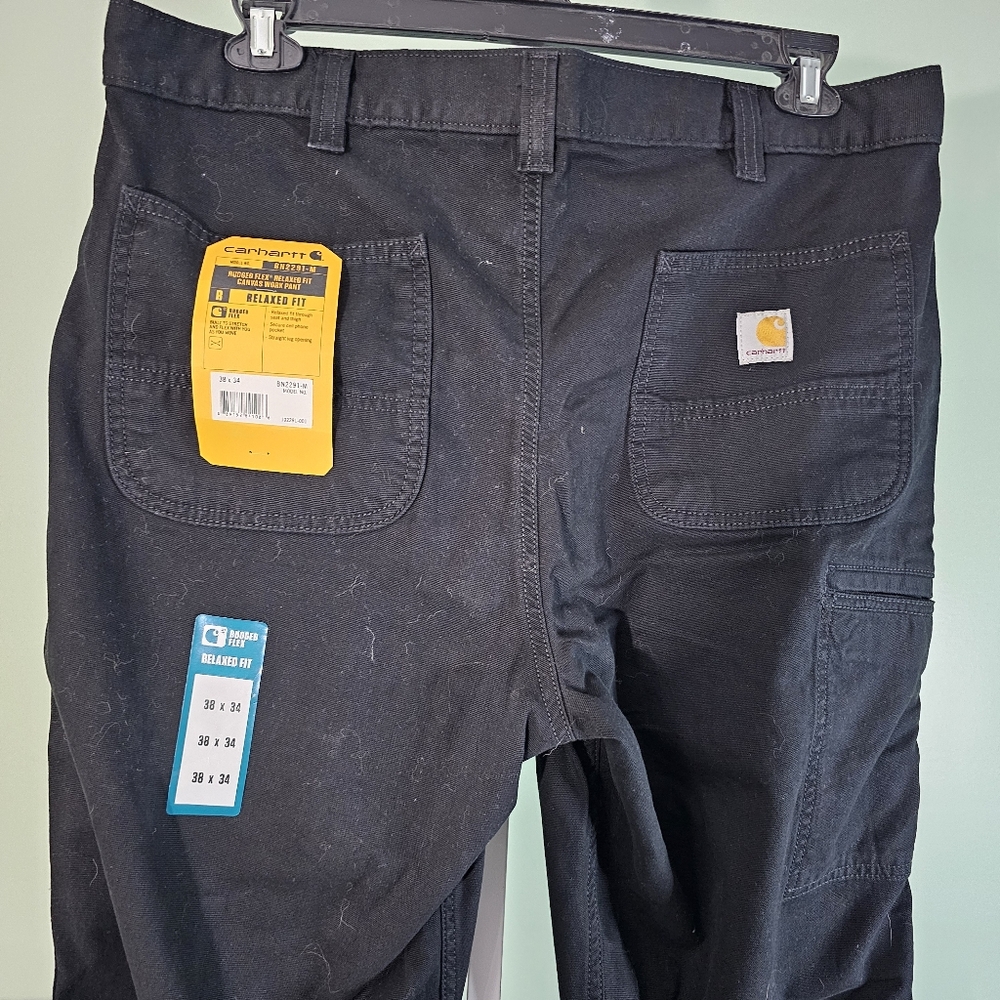 Mens Carhartt Rugged Flex Relaxed Fit Canvas Workpant in Black 38x34 - Picture 5 of 9